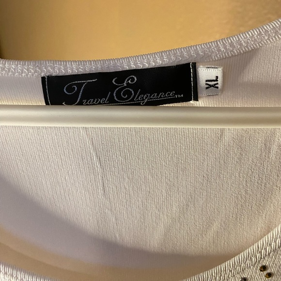 3/12 🌺 Travel Elegance women’s tunic with silver &gold stud design size XL cream - Picture 5 of 6